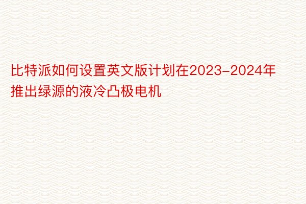 比特派如何设置英文版计划在2023-2024年推出绿源的液冷凸极电机