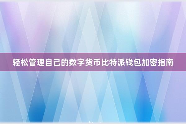 轻松管理自己的数字货币比特派钱包加密指南