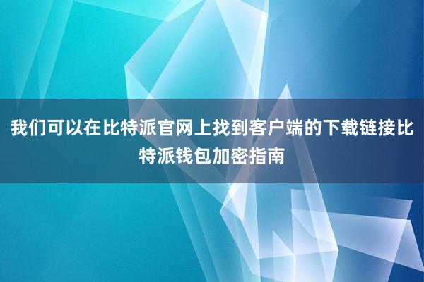 我们可以在比特派官网上找到客户端的下载链接比特派钱包加密指南